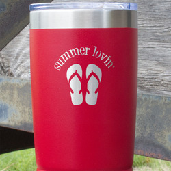 FlipFlop 20 oz Stainless Steel Tumbler - Red - Single Sided (Personalized)