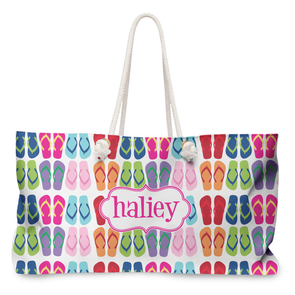 Custom FlipFlop Large Tote Bag with Rope Handles (Personalized)
