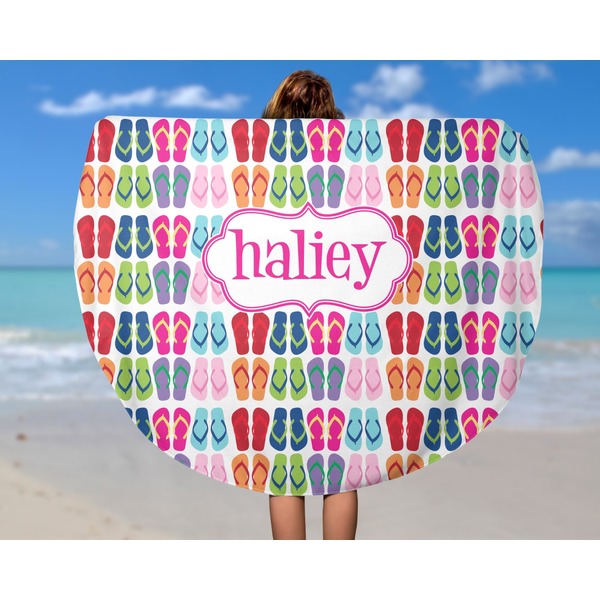 FlipFlop Round Beach Towel - In Use