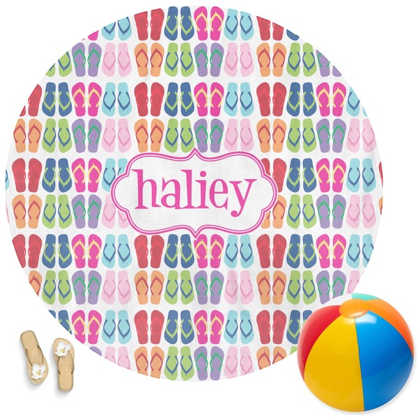 Custom FlipFlop Round Beach Towel (Personalized)
