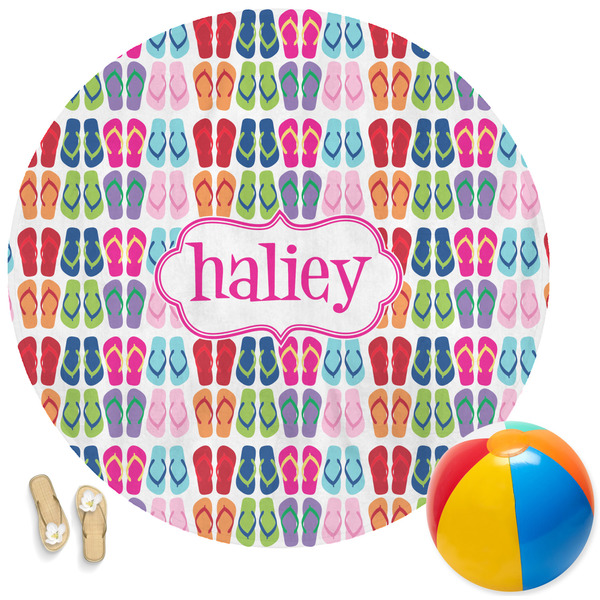 Custom FlipFlop Round Beach Towel (Personalized)