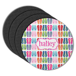 FlipFlop Round Rubber Backed Coasters - Set of 4 (Personalized)