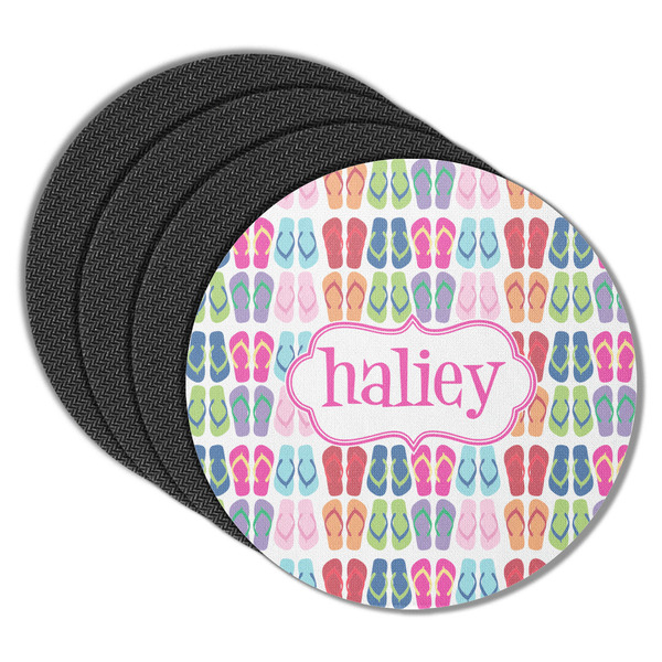 Custom FlipFlop Round Rubber Backed Coasters - Set of 4 (Personalized)
