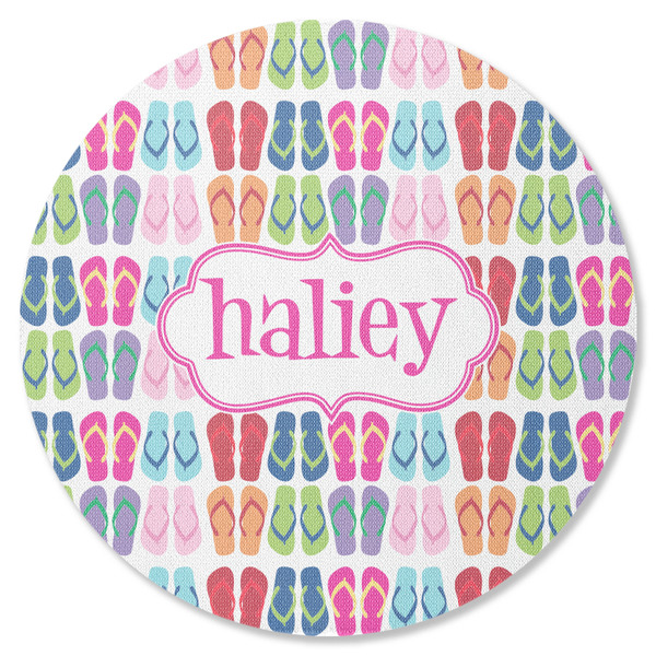 Custom FlipFlop Round Rubber Backed Coaster (Personalized)