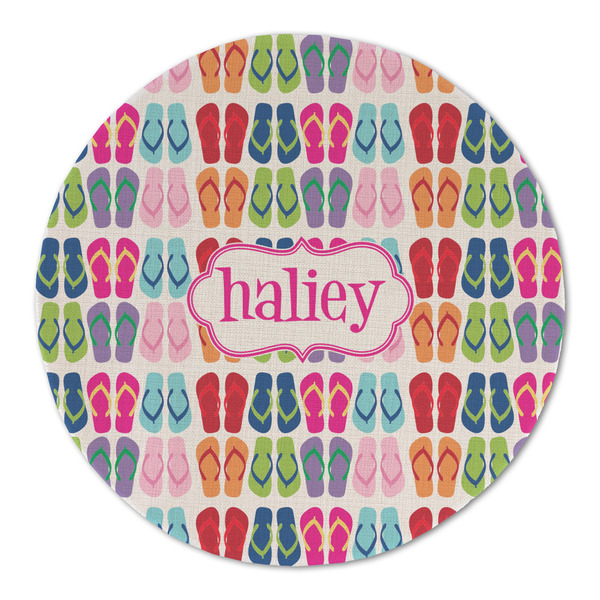 Custom FlipFlop Round Linen Placemat - Single Sided (Personalized)