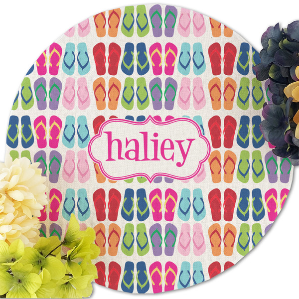 FlipFlop Round Linen Placemats - Front (w flowers)