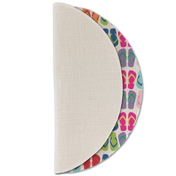 FlipFlop Round Linen Placemats - HALF FOLDED (single sided)