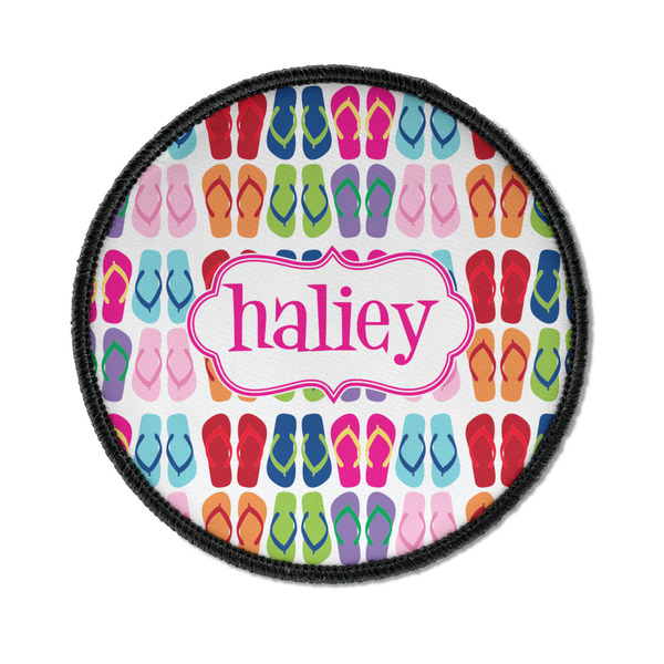 Custom FlipFlop Iron On Round Patch w/ Name or Text