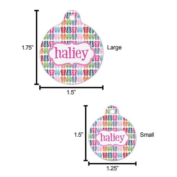 FlipFlop Round Pet ID Tag - Large - Comparison Scale