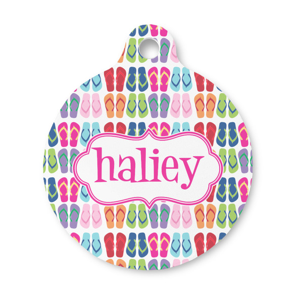 Custom FlipFlop Round Pet ID Tag - Small (Personalized)