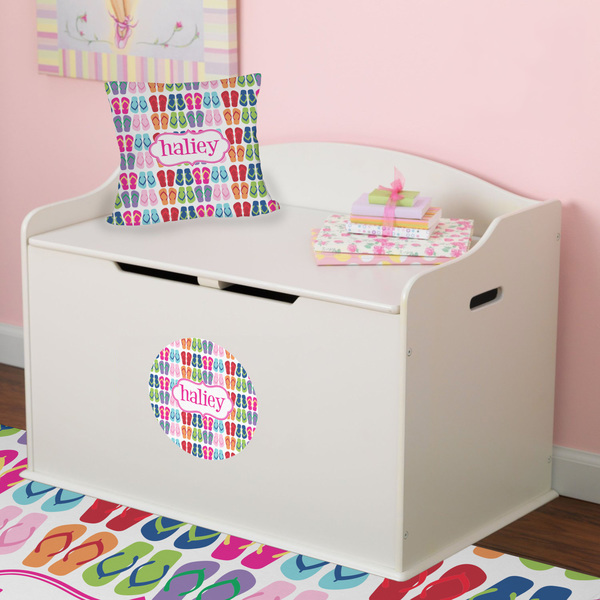 FlipFlop Round Wall Decal on Toy Chest