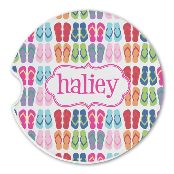 Custom FlipFlop Sandstone Car Coaster - Single (Personalized)