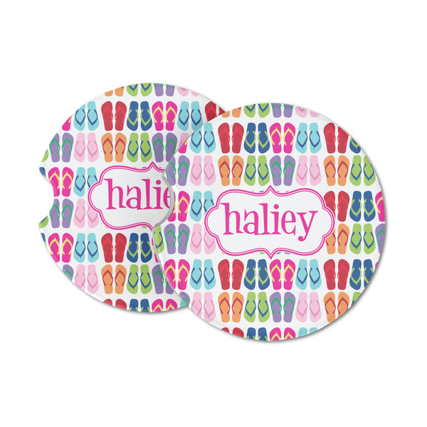 Custom FlipFlop Sandstone Car Coasters - Set of 2 (Personalized)