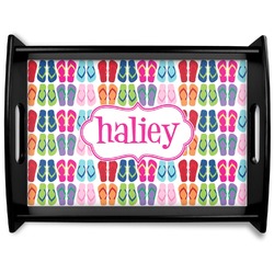 FlipFlop Black Wooden Tray - Large (Personalized)