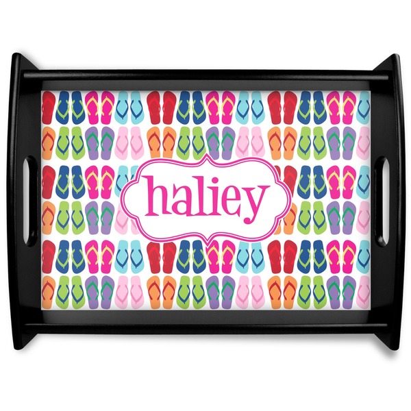Custom FlipFlop Black Wooden Tray - Large (Personalized)