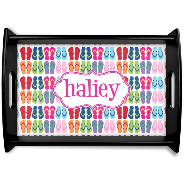 Custom FlipFlop Black Wooden Tray - Small (Personalized)
