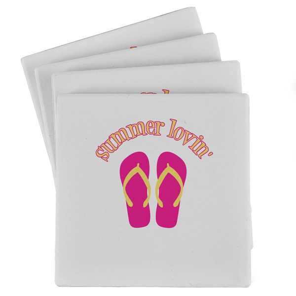 Custom FlipFlop Absorbent Stone Coasters - Set of 4 (Personalized)