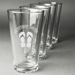 FlipFlop Pint Glasses - Engraved (Set of 4) (Personalized)