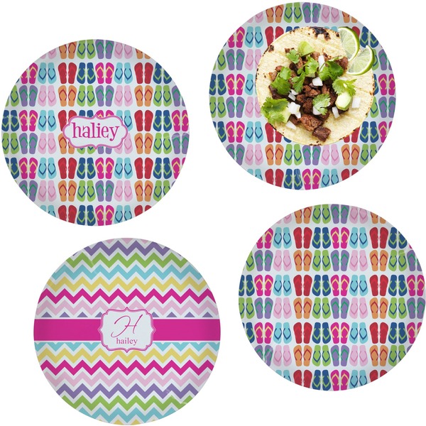 Custom FlipFlop Set of 4 Glass Lunch / Dinner Plate 10" (Personalized)