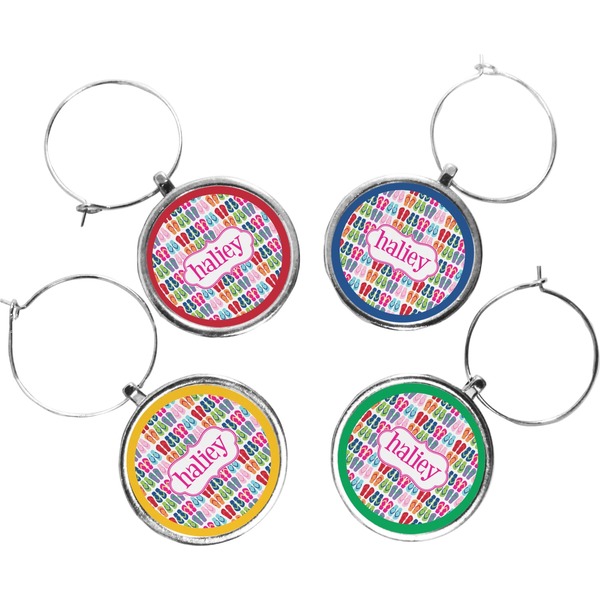 Custom FlipFlop Wine Charms (Set of 4) (Personalized)