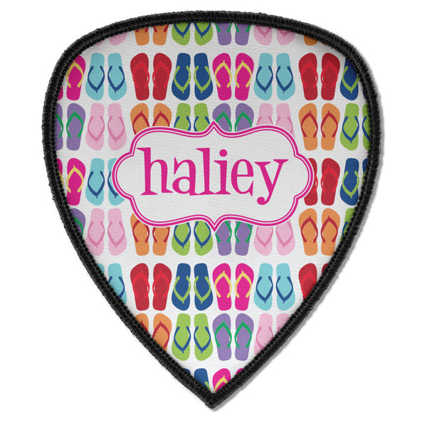 Custom FlipFlop Iron on Shield Patch A w/ Name or Text