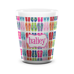 FlipFlop Ceramic Shot Glass - 1.5 oz - White - Set of 4 (Personalized)