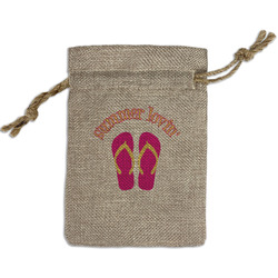 FlipFlop Small Burlap Gift Bag - Front (Personalized)