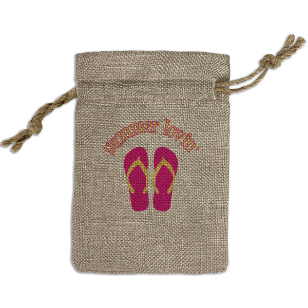 FlipFlop Small Burlap Gift Bag - Front