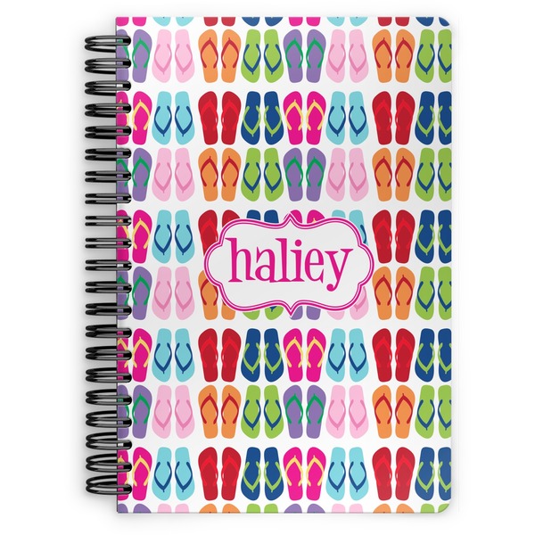 Custom FlipFlop Spiral Notebook - 7x10 w/ Name or Text