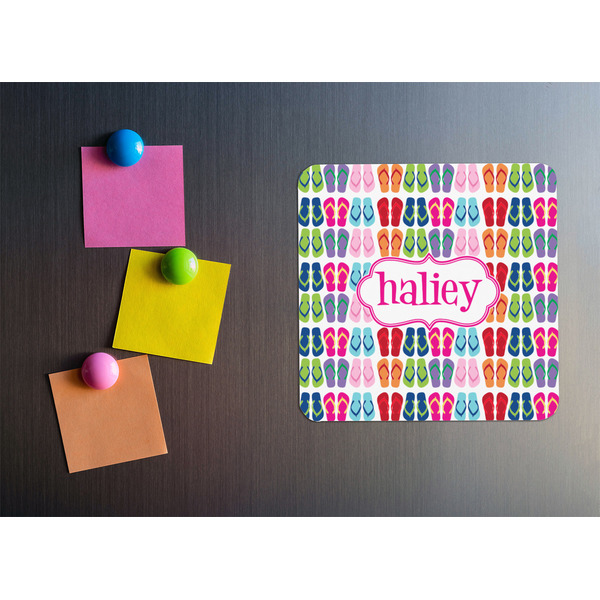 FlipFlop Square Fridge Magnet - LIFESTYLE