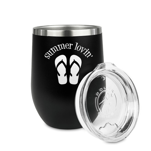 FlipFlop Stainless Wine Tumblers - Black - Double Sided - Alt View