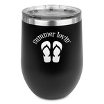 FlipFlop Stemless Stainless Steel Wine Tumbler - Black - Double Sided (Personalized)