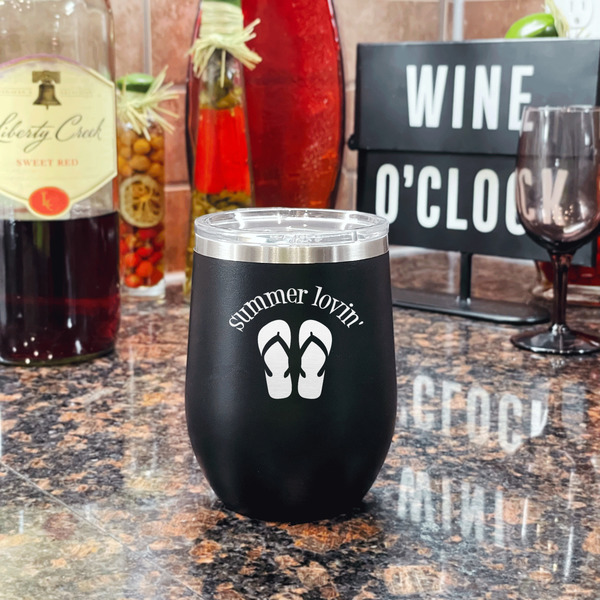 FlipFlop Stainless Wine Tumblers - Black - Double Sided - In Context