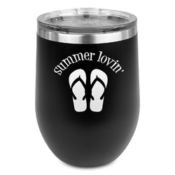 FlipFlop Stemless Stainless Steel Wine Tumbler - Black - Single Sided (Personalized)