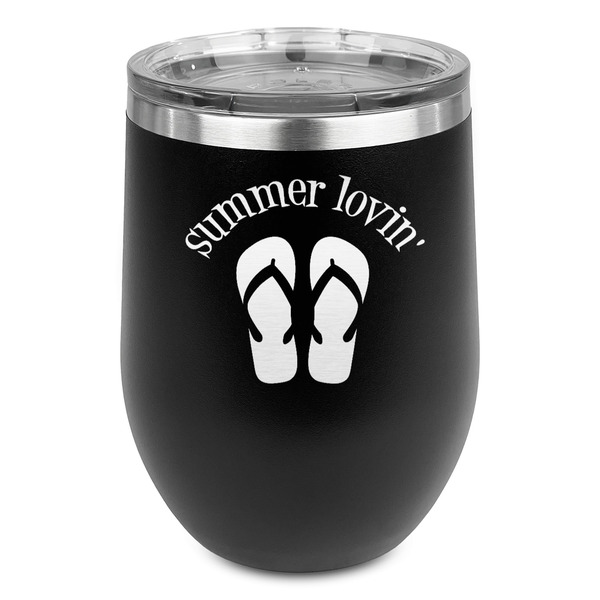 Custom FlipFlop Stemless Wine Tumbler - 5 Color Choices - Stainless Steel  (Personalized)