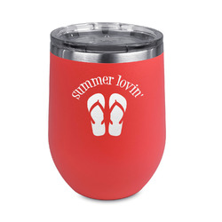 FlipFlop Stemless Stainless Steel Wine Tumbler - Coral - Double Sided (Personalized)