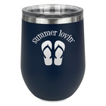FlipFlop Stemless Stainless Steel Wine Tumbler - Navy - Single Sided (Personalized)