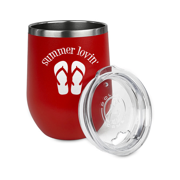FlipFlop Stainless Wine Tumblers - Red - Single Sided - Alt View