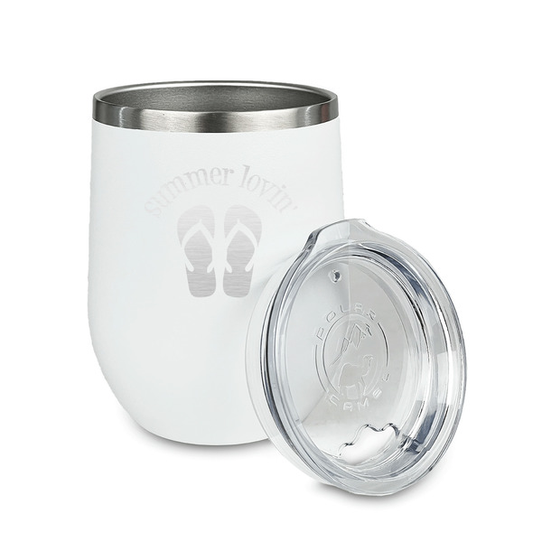 FlipFlop Stainless Wine Tumblers - White - Single Sided - Alt View