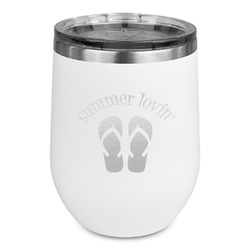 FlipFlop Stemless Stainless Steel Wine Tumbler - White - Single Sided (Personalized)