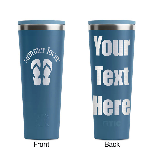 FlipFlop Steel Blue RTIC Everyday Tumbler - 28 oz. - Front and Back