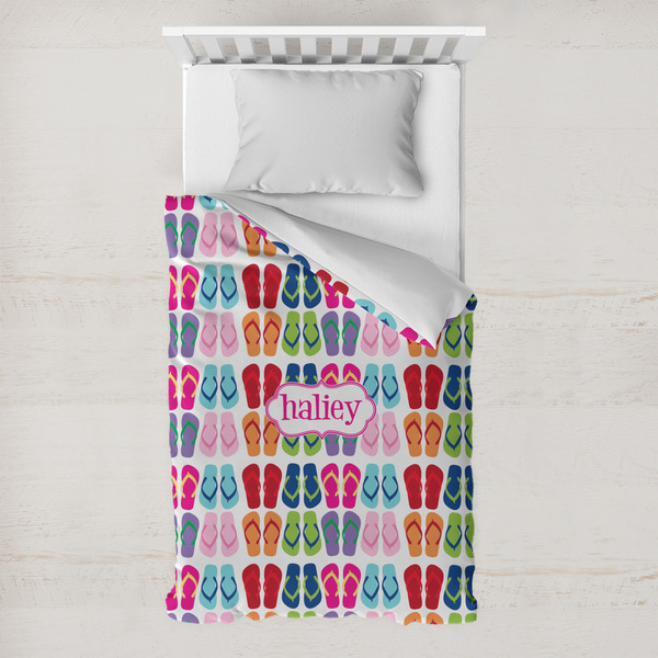 Custom FlipFlop Toddler Duvet Cover w/ Name or Text