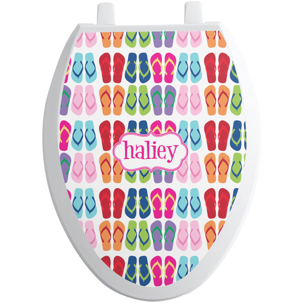 Custom FlipFlop Toilet Seat Decal - Elongated (Personalized)