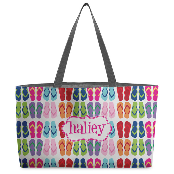 Custom FlipFlop Beach Totes Bag - w/ Black Handles (Personalized)