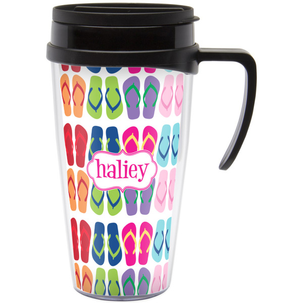 Custom FlipFlop Acrylic Travel Mug with Handle (Personalized)