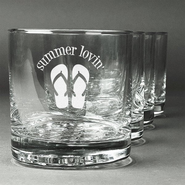 Custom FlipFlop Whiskey Glasses (Set of 4) (Personalized)