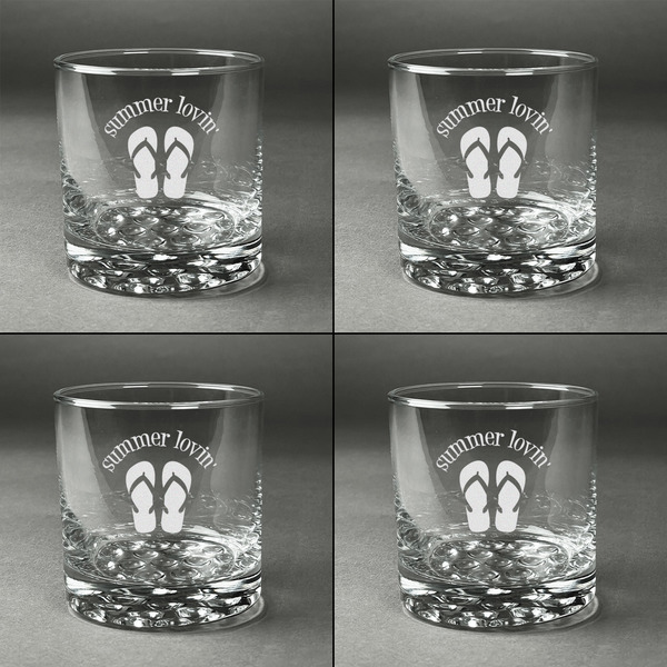 FlipFlop Whiskey Glasses - Set of 4 all Engraved