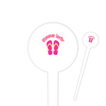 FlipFlop 4" Round Plastic Food Picks - White - Single Sided (Personalized)