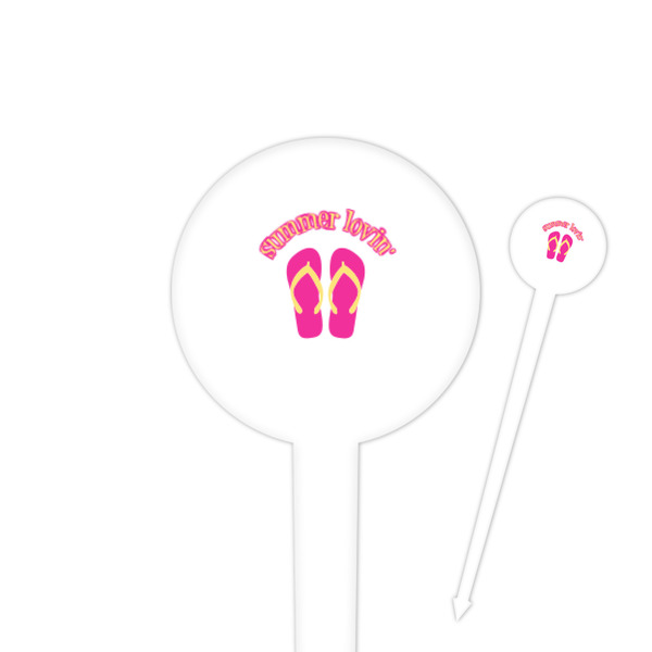 Custom FlipFlop 4" Round Plastic Food Picks - White - Single Sided (Personalized)