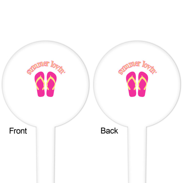 FlipFlop White Plastic 4" Food Pick - Round - Double Sided - Front & Back